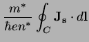 $\displaystyle \frac{m^*}{\hbar e n^*}\oint_C\mathbf{J_s}\cdot d\mathbf{l}$